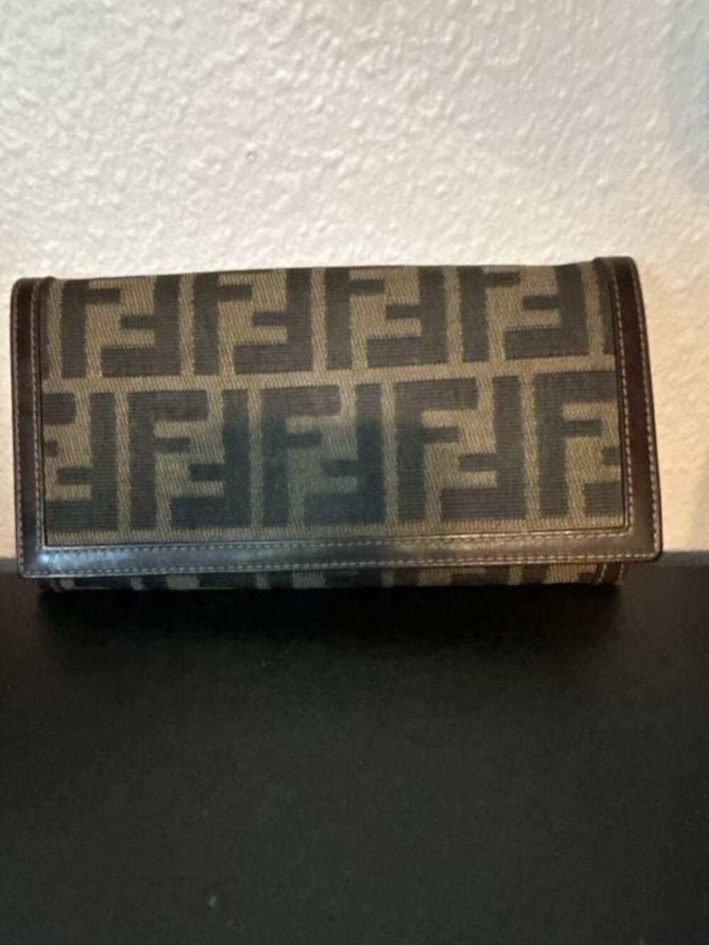 Fendi Zucca FF Logo Canvas Continental Long Wallet in Brown